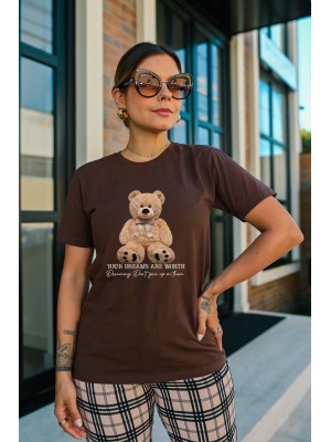 T - SHIRT MARROM BEAR YOUR DREAMS