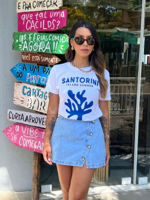 T - SHIRT BRANCA SANTORINI